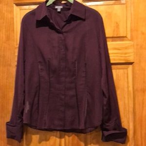 Ann Taylor Burgundy button up blouse.